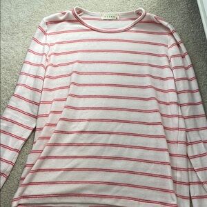 Stark light pink and Red Striped Cashmere Long Sleeve Sweater